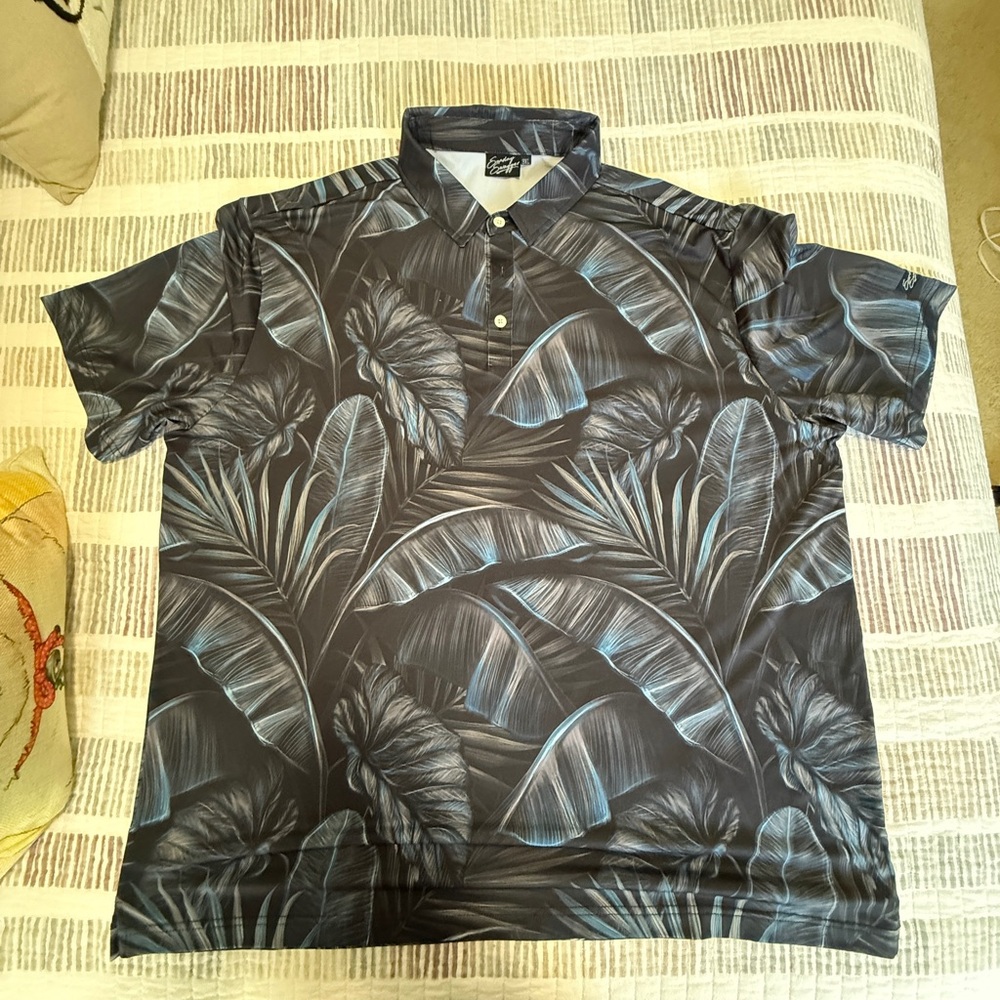 Sunday Swagger Men's Tropical Leaf Print Shirt 3X